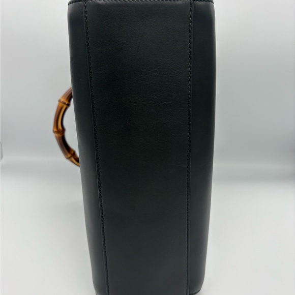 GUCCI Nappa Bamboo Medium Nymphaea Top Handle Bag Black with Dustbag - Picture 10 of 16